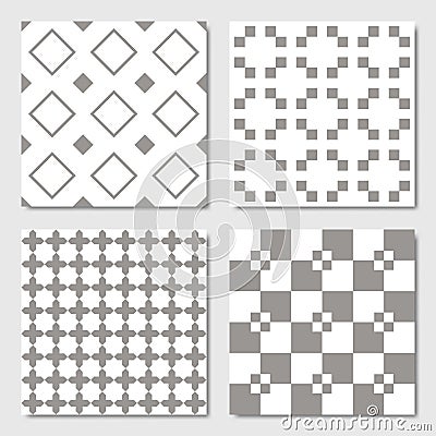 Gray Seamless Geometric Patterns Vector Illustration