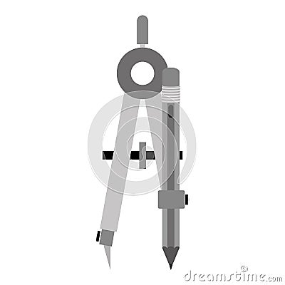 gray silhouette compass with pencil Cartoon Illustration