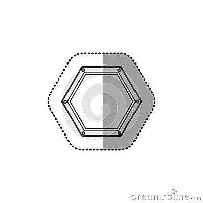 Gray silhouette dotted sticker hexagon of road sign Vector Illustration