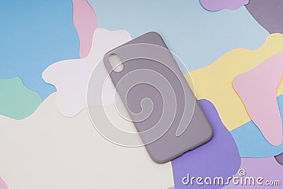 The gray silicone case for the smartphone Stock Photo