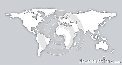 Gray similar world map blank flat template object eps infographic art card stock. world map with soft shad Vector Illustration