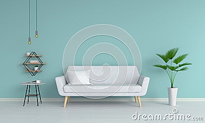 Gray sofa in living room, 3D rendering Stock Photo