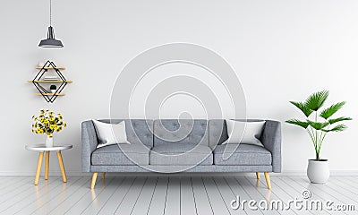 Gray sofa in living room for mockup, 3D rendering Stock Photo