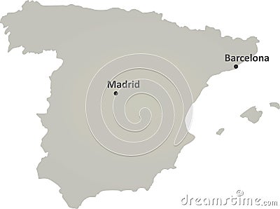 Gray Spain map Vector Illustration