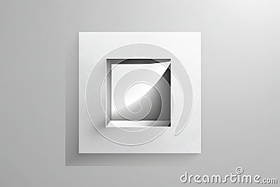 A gray square inside another square on a gray background with a shadow Cartoon Illustration