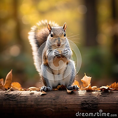 Gray Squirrel Cartoon Illustration