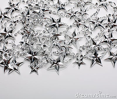 Gray star and bead garland on white backgroun Stock Photo