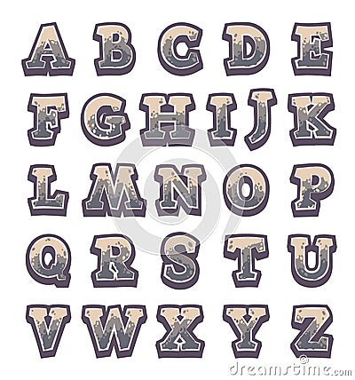 Gray stone game alphabet Vector Illustration