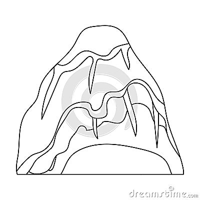 Gray stone mountain. A mountain in which mined minerals.Different mountains single icon in outline style vector symbol Vector Illustration