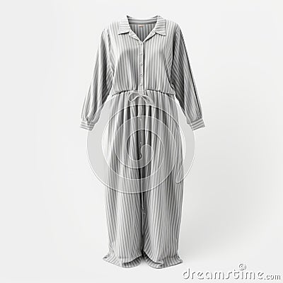 Gray Striped Dress: Hyper Realistic And Super Detailed Pajamas Stock Photo