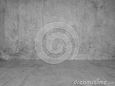 Gray Stucco Concrete Wall and Floor Copy Space Background Stock Photo