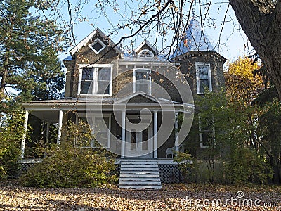 Gray Stucco House Stock Photo