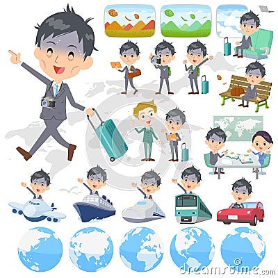 Gray Suit Businessman Bad condition_travel Vector Illustration