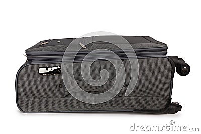 Gray suitcase isolated Stock Photo