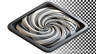 Gray swirl square, abstract textured square, modern design background png transparent image Generative AI Stock Photo