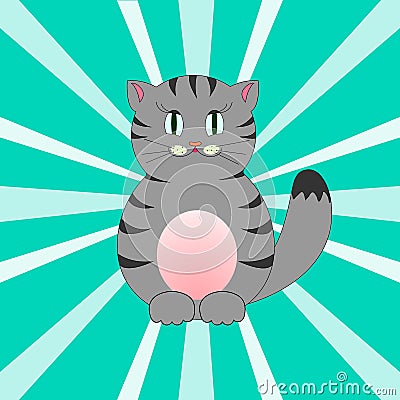 Gray tabby cat Vector Illustration