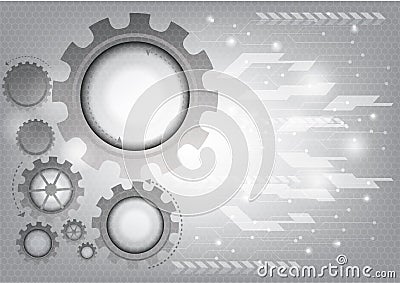 Gray technology gear abstract vector background Vector Illustration