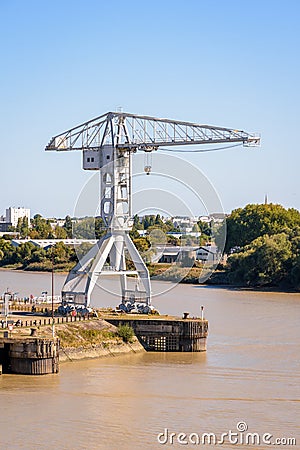 The gray Titan crane on the island of Nantes, France Editorial Stock Photo