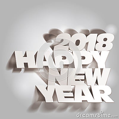 2018 Gray Tone Paper Folding with Lette, Happy New Year Vector Illustration