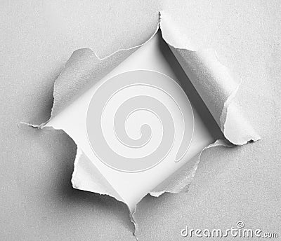 Gray torn paper with square shape Stock Photo