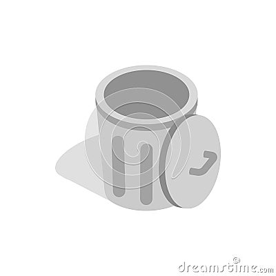 Gray trash can with open lid icon Vector Illustration