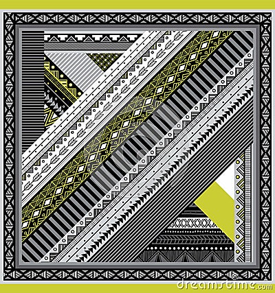 gray triangular ethnic pattern and gray baseline Stock Photo
