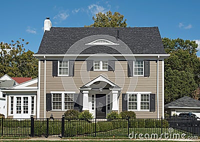 Gray Two Story House Stock Photo