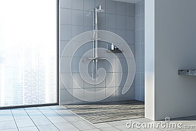 Gray wall bathroom, shower stall Stock Photo