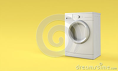 Gray washing machine on a yellow background Stock Photo