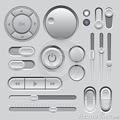 Gray Web UI Elements Design. Vector Illustration