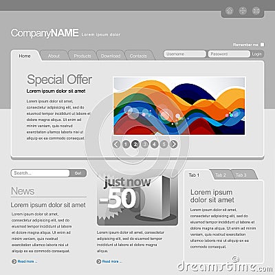 Gray Website Template Vector Illustration