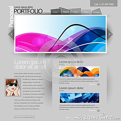 Gray Website Template Vector Illustration