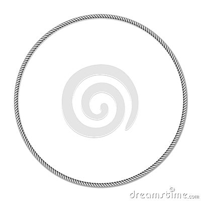 Gray white rope woven circle vector border, circle vector frame Vector Illustration