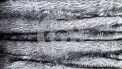 Gray wolf artificial fur background texture for design, black and white fake fell Stock Photo