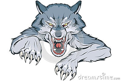 Gray Wolf suitable as logo for team mascot, Wild wolf drawing sketch, Wolf Mascot Graphic Vector Illustration