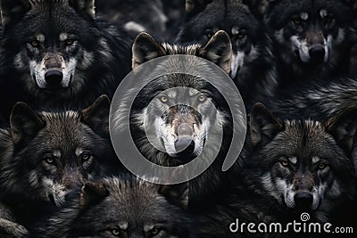 Gray wolfs background. Generative AI Cartoon Illustration
