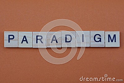 Gray word paradigm from small wooden letters Stock Photo