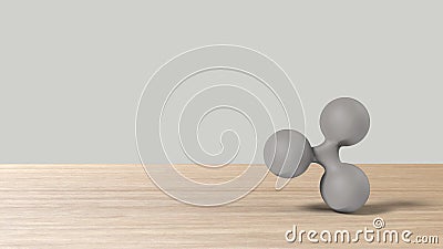 Gray xrp ripple silver sign icon on wood table white background. 3d render isolated illustration, cryptocurrency, crypto, business Cartoon Illustration