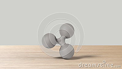 Gray xrp ripple silver sign icon on wood table white background. 3d render isolated illustration, cryptocurrency, crypto, business Cartoon Illustration