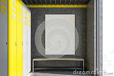 Gray and yellow lockers locker room, poster Stock Photo