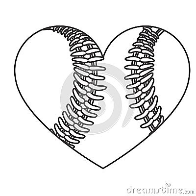 grayscale background of heart with texture of baseball ball Cartoon Illustration