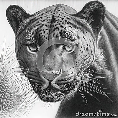 Grayscale Black Panther Portrait Stock Photo