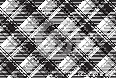 Grayscale black white check plaid seamless pattern Vector Illustration