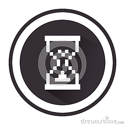 Grayscale circular emblem with hourglass icon Vector Illustration