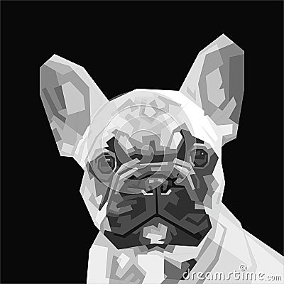 Grayscale french bulldog illustration Vector Illustration