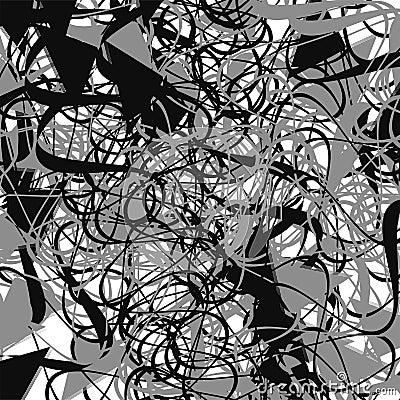 Grayscale / greyscale abstract art with deformation, distortion effect on random lines. Random, chaotic texture. Distress mix of Vector Illustration