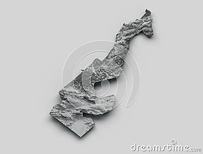 Grayscale of Monaco Map designed by the land structure on gray Background, 3d render Stock Photo