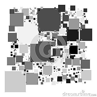 Grayscale random squares, checkered pattern Vector Illustration