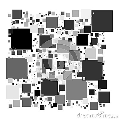 Grayscale random squares, checkered pattern Vector Illustration