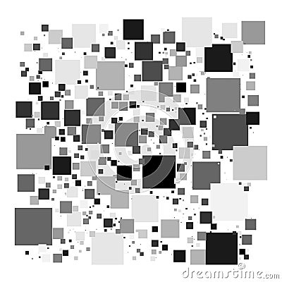 Grayscale random squares, checkered pattern Vector Illustration